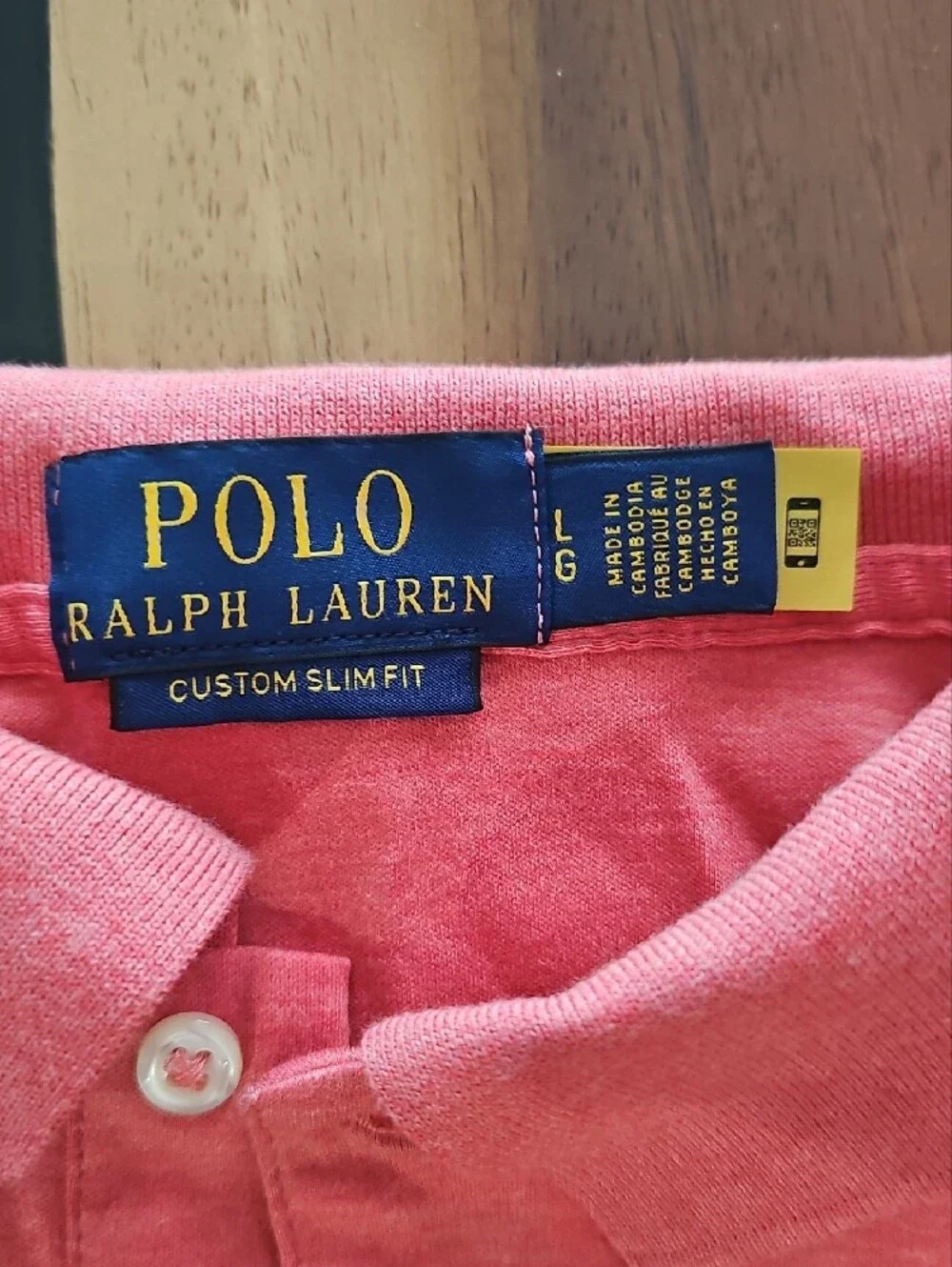 POLO Ralph Lauren Custom Slim Fit Coral Pink Shirt. Sz L.